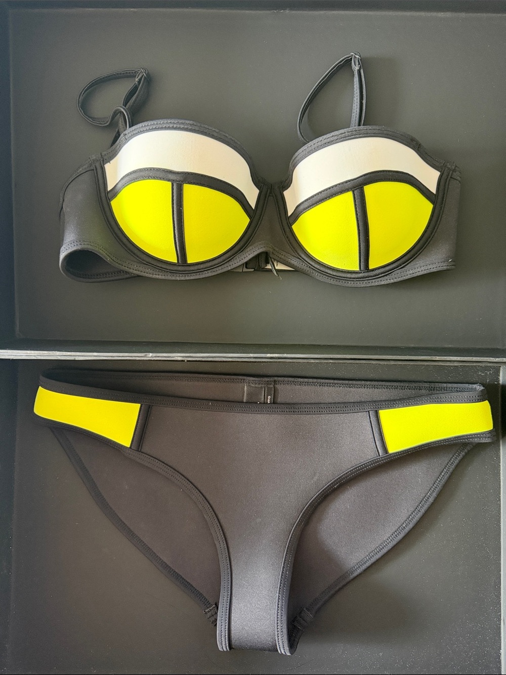 triangl swimwear Neon Yellow and Black Colorblock Bikini